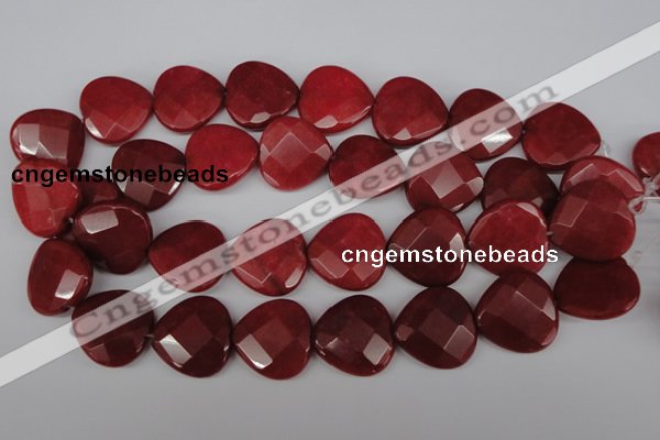 CCN375 15.5 inches 25*25mm faceted heart candy jade beads wholesale