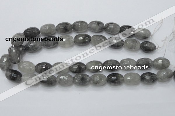 CCQ102 15.5 inches 15*20mm faceted egg-shaped cloudy quartz beads