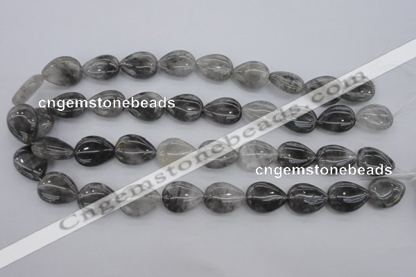 CCQ254 15.5 inches 15*20mm flat teardrop cloudy quartz beads