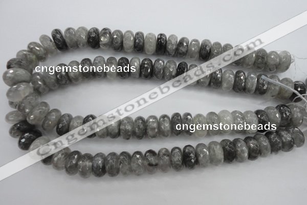 CCQ285 15.5 inches 8*16mm faceted rondelle cloudy quartz beads