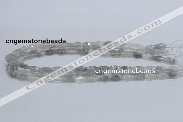 CCQ91 15.5 inches 6*12mm faceted rice cloudy quartz beads wholesale