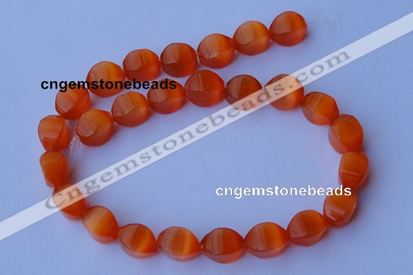 CCT27 14 inches 10*14mm twisted orange red cats eye beads wholesale