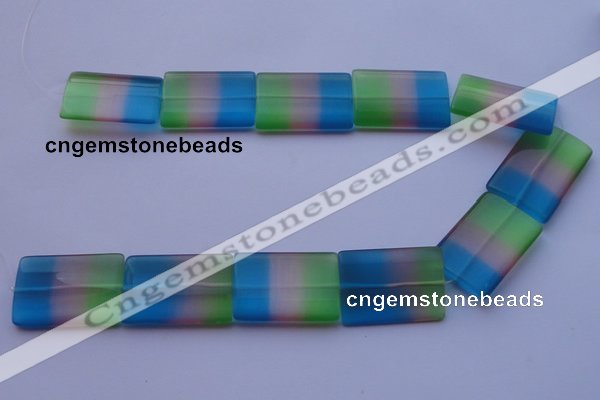 CCT45 15 inches 25*35mm flat rectangle mix color cats eye beads