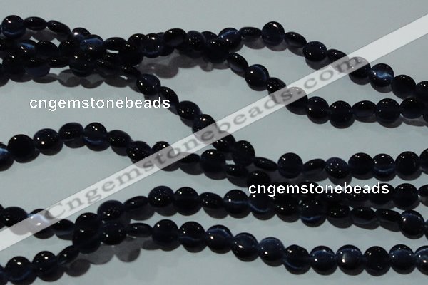 CCT468 15 inches 6mm flat round cats eye beads wholesale