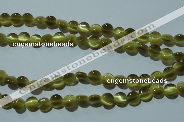 CCT483 15 inches 8mm flat round cats eye beads wholesale