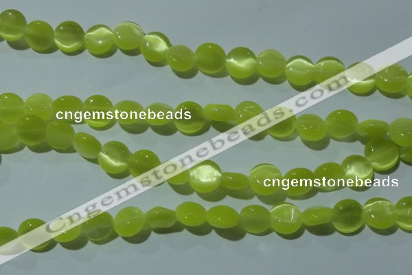 CCT494 15 inches 8mm flat round cats eye beads wholesale