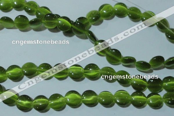 CCT522 15 inches 10mm flat round cats eye beads wholesale