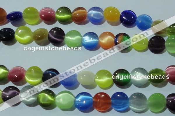 CCT526 15 inches 10mm flat round cats eye beads wholesale