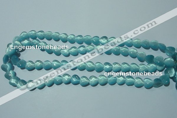 CCT963 15 inches 10*10mm faceted heart cats eye beads wholesale