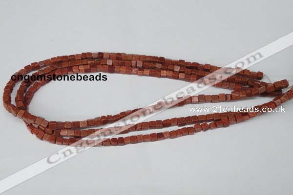 CCU06 15.5 inches 4*4mm cube goldstone beads wholesale