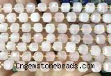 CCU1351 15 inches 6mm - 7mm faceted cube rose quartz beads