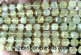 CCU1357 15 inches 6mm - 7mm faceted cube green rutilated quartz beads