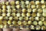 CCU1364 15 inches 6mm - 7mm faceted cube golden tiger eye beads