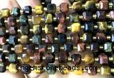 CCU1369 15 inches 6mm - 7mm faceted cube colorful tiger eye beads