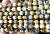 CCU1396 15 inches 6mm - 7mm faceted cube yellow crazy lace agate beads