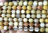 CCU1424 15 inches 6mm - 7mm faceted cube yellow aventurine jade beads