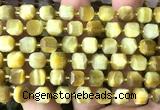 CCU1465 15 inches 8mm - 9mm faceted cube golden tiger eye beads
