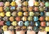 CCU1490 15 inches 8mm - 9mm faceted cube ocean jasper beads