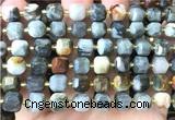 CCU1491 15 inches 8mm - 9mm faceted cube eagle eye jasper beads