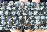 CCU1513 15 inches 8mm - 9mm faceted cube snowflake obsidian beads