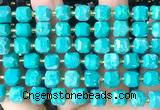 CCU1522 15 inches 8mm - 9mm faceted cube green turquoise beads