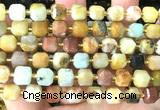 CCU1523 15 inches 8mm - 9mm faceted cube yellow amazonite beads