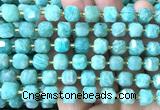 CCU1525 15 inches 8mm - 9mm faceted cube amazonite gemstone beads