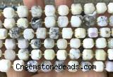 CCU1532 15 inches 8mm - 9mm faceted cube white opal beads