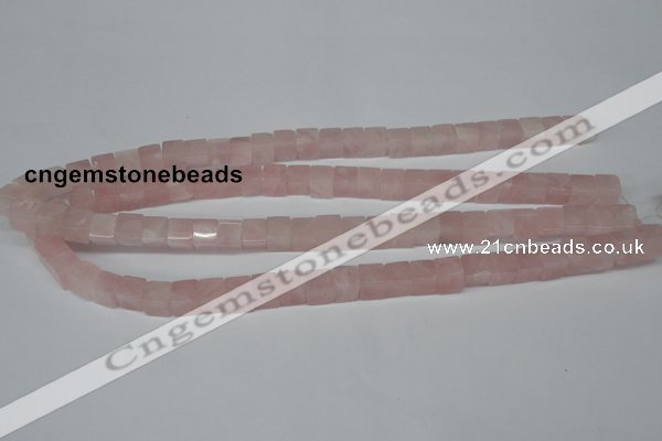 CCU63 15.5 inches 8*8mm cube rose quartz beads wholesale