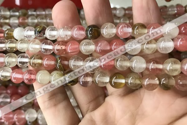 CCY632 15.5 inches 8mm round volcano cherry quartz beads wholesale