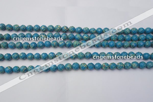 CDE2160 15.5 inches 6mm faceted round dyed sea sediment jasper beads