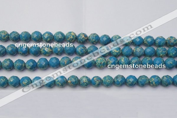 CDE2163 15.5 inches 12mm faceted round dyed sea sediment jasper beads