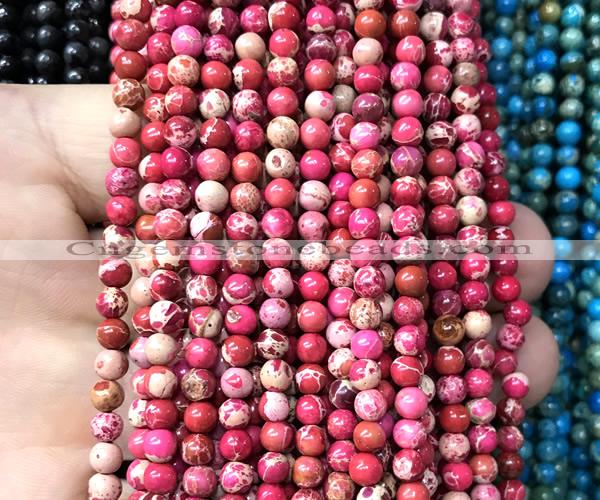 CDE3009 15 inches 4mm round sea sediment jasper beads wholesale