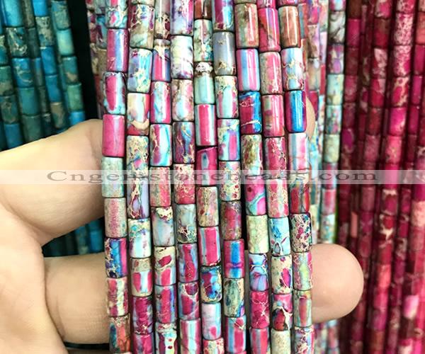 CDE3668 15 inches 4*8mm tube sea sediment jasper beads