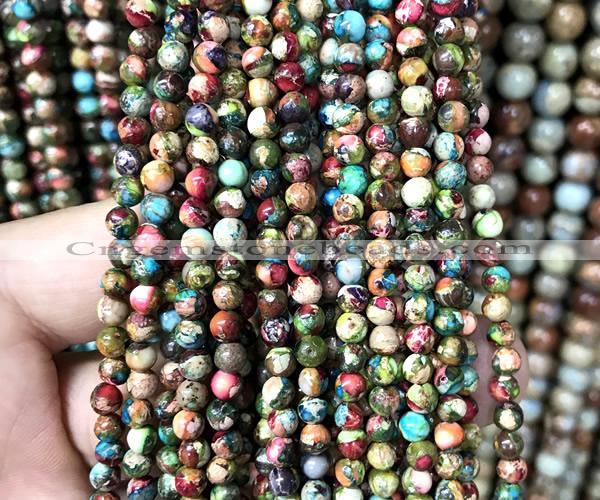 CDE3800 15 inches 4mm round rainbow sea sediment jasper beads