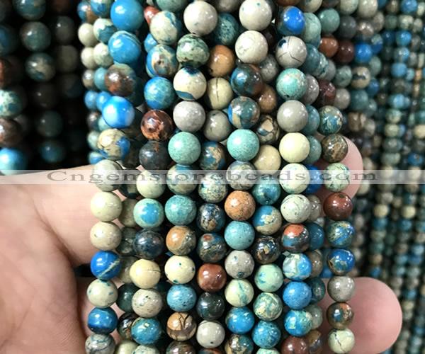 CDE3811 15 inches 6mm round blue sea sediment jasper beads