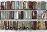 CDE3820 7.5 inches 10*20mm rectangle double drilled sea sediment jasper beads