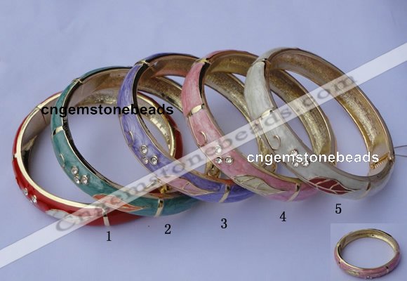 CEB15 5pcs 10mm width gold plated alloy with rhinestone & enamel bangles