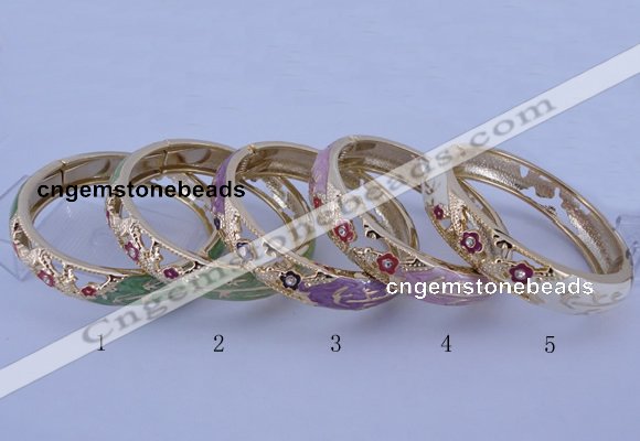 CEB38 5pcs 14mm width gold plated alloy with enamel rhinestone & bangles