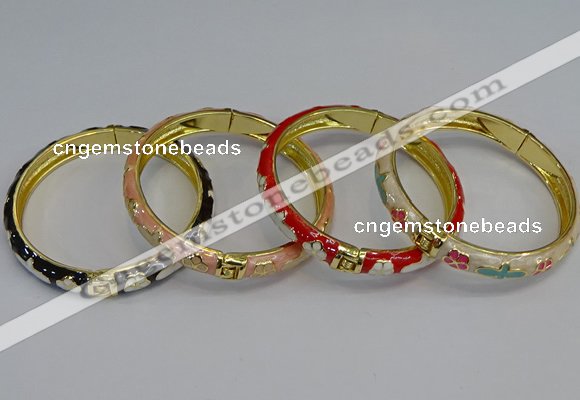 CEB56 7mm width gold plated alloy with enamel bangles wholesale