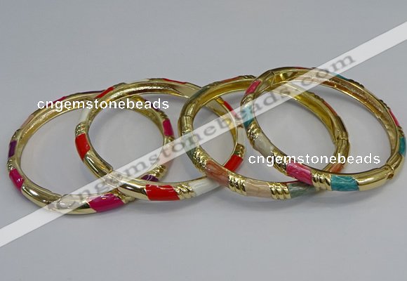 CEB73 6mm width gold plated alloy with enamel bangles wholesale