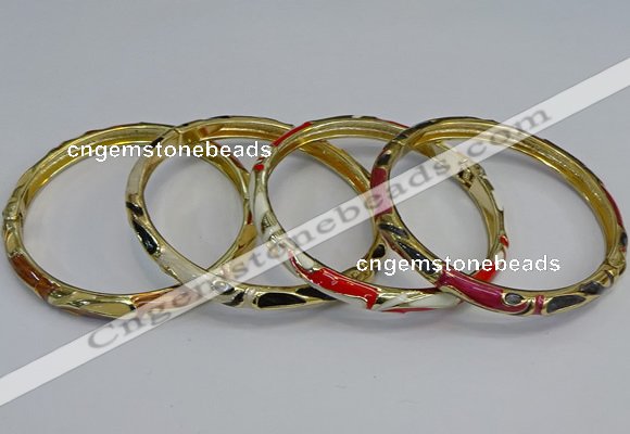 CEB98 6mm width gold plated alloy with enamel bangles wholesale