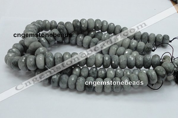 CEE26 15.5 inches 10*18mm faceted rondelle eagle eye jasper beads