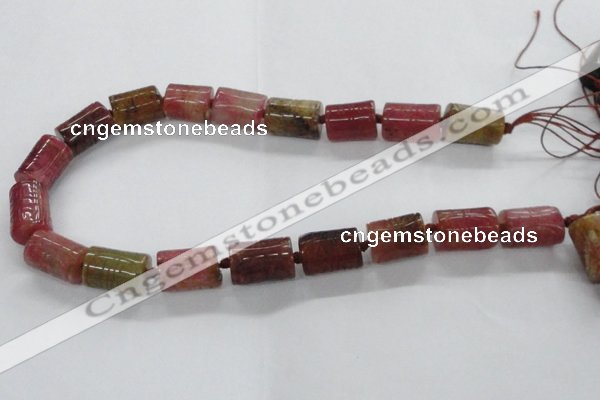 CFG1100 15.5 inches 15*20mm carved tube agate gemstone beads