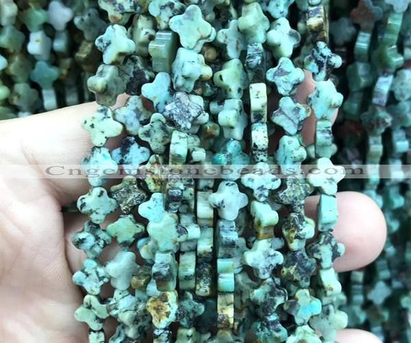 CFG1607 15 inches 8mm four leaf clover African turquoise beads