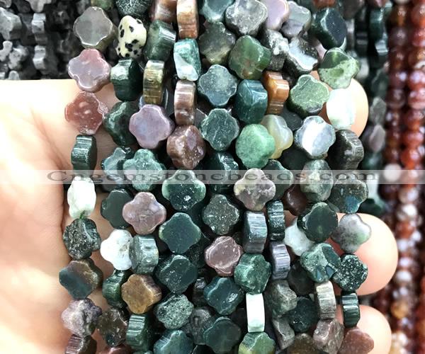 CFG1622 15 inches 8mm four leaf clover Indian agate beads