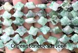 CFG1802 15 inches 12mm four leaf clover Qinghai jade beads