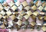 CFG1807 15 inches 12mm four leaf clover picture jasper beads