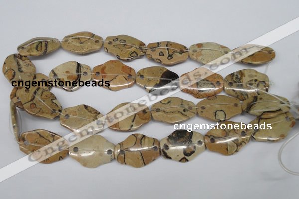 CFG340 22*30mm carved hexagon African leopard skin jasper beads