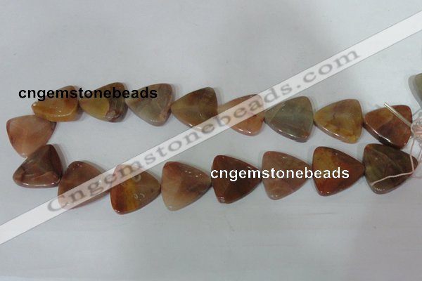 CFG529 15.5 inches 25*25mm carved triangle agate gemstone beads